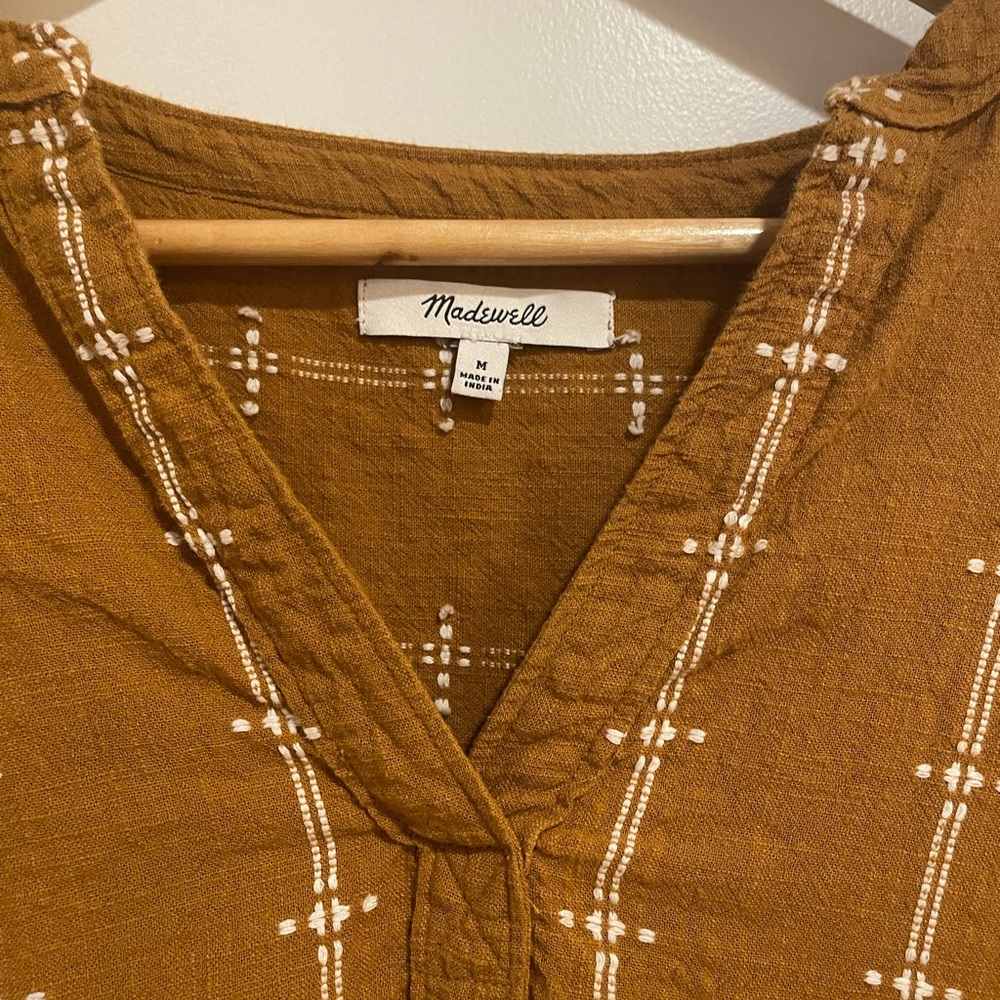 Madewell Brown Blouse with White Stripes - Picture 4 of 6